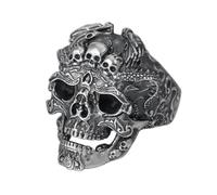 Sterling Silver Ring Punk Skulls Wedding Band Adjustable