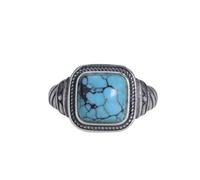 Sterling Silver Ring - Turquoise Square Signet Rings, Adjustable Ring - Vintage-Inspired Natural Stone Rings, Ethnic Jewelry Gift for Women & Men