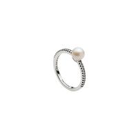 Sterling Silver Ring With White Treated Freshwater Cultured Pearl And Clear Cubic Zirconia - female - Pandora - Rings - Gray - 50 MM - Accessories 50 MM