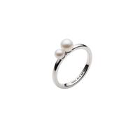 Sterling Silver Ring With White Treated Freshwater Cultured Pearl And Clear Cubic Zirconia - female - Pandora - Rings - Gray - 54 MM - Accessories 54 MM