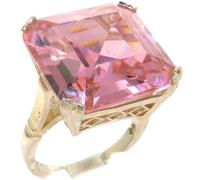 Sterling Silver Ring, Womens Square Octagon Solitaire Pink Cubic Zirconia CZ Basket Ring