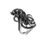 Sterling Silver Rings Engagement, Pinky Promise Ring Filament with Black Spinel Silver Size W 1/2