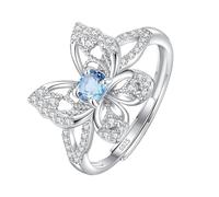 Sterling Silver Rings For Women 925 Sterling Silver Butterfly Ring For Women Girls Natural Ruby/Topaz/Citrine/Peridot/Amethyst Statement Wings Ring Silver Promise Band | Butterfly Jewelry Gift For H