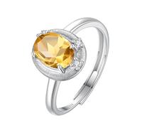 Sterling Silver Rings For Women 925 Sterling Silver Halo Engagement Ring For Women Natural Ruby/Topaz/Citrine/Peridot/Amethyst Gemstone Ring Silver Promise Wedding Band | Mothers Day Gift Citrine