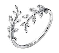 Sterling Silver Rings for Women Adjustable Open Ring Stress Relief Anxiety Thumb Rings Wrap Around Leaves Rhinestones Promise Ring Jewellery Gift for Girlfriend Anniversary Valentine's Day