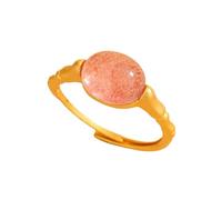 Sterling Silver Rings For Women Black Onyx/Jade/Agate Stone Ring 925 Sterling Silver Gold Plated Ring For Women Adjustable Daity Sandblasting Thumb Band Natural Gemstone Jewelry Gifts With Box Pink