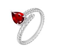 Sterling Silver Rings For Women Natural Ruby/Topaz/Citrine/Peridot/Amethyst Pear Cut Halo Ring 925 Sterling Silver Twist Wrap Open Ring For Women Bridal Wedding Band Silver Jewellery| Mothers Day Gi