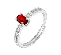 Sterling Silver Rings For Women Natural Ruby/Topaz/Citrine/Peridot/Amethyst Solitaire Halo Ring 925 Sterling Silver Ring For Women Oval Cut Cubic Zirconia Wedding Band Jewellery| Mothers Day Gift Ru
