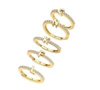 Sterling Silver Rings For Women Sterling Silver Ring Gold Plated Initial A-Z Letter Ring For Women Stackable Alphabet Thumb Band Adjustable Cz Engagement Band Jewellery Gifts With Gift Box Letter M-