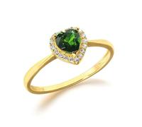 Sterling Silver Rings Set, Women's Anniversary Rings Heart with Diopside Size U 1/2