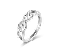 Sterling Silver Rings Women Zirconia Layered Eternity Infinite Promise Ring