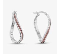 Sterling Silver Rose Stardust Textured Creole Earrings 8.51.2059