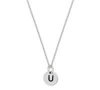 Sterling Silver Round Engraved Letter Necklace for Women - Name Initial Disc Pendant on Curb Chain - Custom A to Z 925 Silver Alphabet Necklace - Minimalist Personalised Jewellery Gift