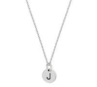 Sterling Silver Round Engraved Letter Necklace for Women - Name Initial Disc Pendant on Curb Chain - Custom A to Z 925 Silver Alphabet Necklace - Minimalist Personalised Jewellery Gift
