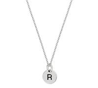 Sterling Silver Round Engraved Letter Necklace for Women - Name Initial Disc Pendant on Curb Chain - Custom A to Z 925 Silver Alphabet Necklace - Minimalist Personalised Jewellery Gift
