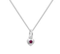 Sterling Silver & Ruby CZ Crystal July Birthstone Heart Necklace on 18 Inches Chain