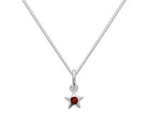 Sterling Silver & Ruby CZ Crystal July Birthstone Star Pendant on 20 Inches Chain
