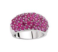 Sterling Silver Ruby-Red CZ Domed Pave Bombay Dress Ring - GVR398RU Jewelco London White M
