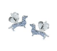 Sterling Silver Sausage Dog Earrings Dachshund with Glitter
