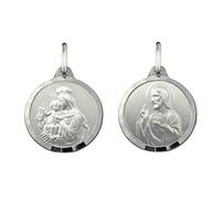 Sterling Silver Scapular Medal 925 ml 19 mm diameter. Virgin of Carmel and Sacred Heart of Jesus