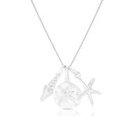 Sterling Silver Shell, Starfish & Disc Pendant Necklace
