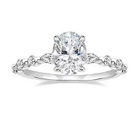 Sterling Silver Silver Ring Oval Cut Cubic Zirconia Engagement Rings Solitaire Halo Promise Ring For Women Size 3-13