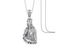 Sterling Silver (Silver with 92.5% purity) God Shree Sai Baba chain Pendant (Pendant with Box Chain) for Men & Women Pure Sterling Silver For Good Wealth & Health Sliver -Clevio978-1