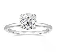 Sterling Silver Simple Solitaire Engagement Ring for Women with 7.5MM Round Cubic Zirconia, Silver, Size P 1/2