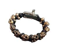 Sterling Silver Skul Paracord Bracelet Men's Hand Woven Bracelet Ladies Bangle Watches (Black, One Size)