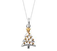 Sterling Silver Small Christmas Tree with Baubles Necklace - Option1 Value Yellow Gold CST-069