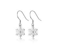 Sterling Silver Snowflake Earrings Drop For Women Teens Small Snowflake Dangle Earrings Heart Earrings Hoops (Silver, One Size)