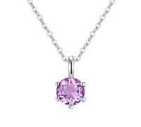Sterling Silver Solitaire Necklace Created with Amethyst, 925 Sterling Silver Chain Dainty Choker Summer Jewelry Gift for Her Women Men Girls