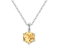 Sterling Silver Solitaire Necklace Created with Citrine, 925 Sterling Silver Chain Dainty Choker Summer Jewelry Gift for Her Women Men Girls