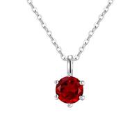 Sterling Silver Solitaire Necklace Created with Garnet, 925 Sterling Silver Chain Dainty Choker Summer Jewelry Gift for Her Women Men Girls