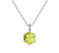 Sterling Silver Solitaire Necklace Created with Peridot, 925 Sterling Silver Chain Dainty Choker Summer Jewelry Gift for Her Women Men Girls
