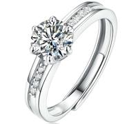 Sterling Silver Solitaire Ring Women Elegant Party Daily Wear Moissanite Stone Accented Gift for Special Occasions