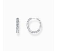 Sterling Silver Sparkling Pavé Cubic Zirconia Stone Hoop Earrings