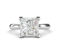 Sterling Silver Square 8mm Simulated Princess Cut Diamond Engagement Ring Knife Edge Promise Bridal Ring (9.5)