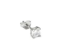 Sterling Silver Square Clear CZ Crystal Men's Single Ear Stud - 4-10mm