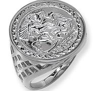 Sterling Silver St George and Dragon Medallion Ring Sizes L - Z+1 (Q)