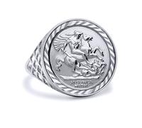 Sterling Silver St George Dragon Slayer Full-Sovereign-Size Ring - ARN083 Jewelco London White S