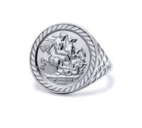 Sterling Silver St George Dragon Slayer Half-Sovereign-Size Ring - ARN082 Jewelco London White T