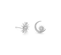 Sterling Silver Star and Crescent Moon Earrings Elk & Bloom Silver One Size