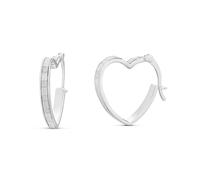 Sterling Silver Stardust Heart Hoop Earrings