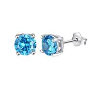 Sterling Silver Stud Earrings - December Dark Blue Zircon Birthstone Stud Earrings for Women 12 Horoscope Constellation Horoscope Celestial Astrology Jewellery
