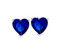 Sterling Silver Stud Earrings for Women Real Silver Earrings Hallmark 925 Whitegold RoseGold Jewellery Sensitive Ears Hypoallergenic Gifts For Her Birthday Christmas (Blue Heart Studs)