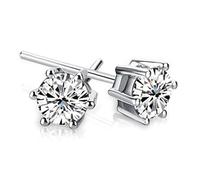 Sterling Silver Stud Earrings for Women Real Silver Earrings Hallmark 925 Whitegold RoseGold Jewellery Sensitive Ears Hypoallergenic Gifts For Her Birthday Christmas (Solitaire Studs)