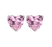 Sterling Silver Stud Earrings for Women Real Silver Earrings Hallmark 925 Whitegold RoseGold Jewellery Sensitive Ears Hypoallergenic Gifts For Her Birthday Christmas (Pink Heart Studs)