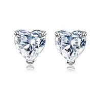 Sterling Silver Stud Earrings for Women Real Silver Earrings Hallmark 925 Whitegold RoseGold Jewellery Sensitive Ears Hypoallergenic Gifts For Her Birthday Christmas (Heart Studs)