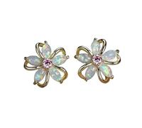 Sterling Silver Studs Earrings For Women Flower Stud Earrings Hypoallergenic Earrings Flat Back Small Sleeper Cartilage Earring Dainty Enamel Petal Studs Lightweight Piercing Body Jewelry